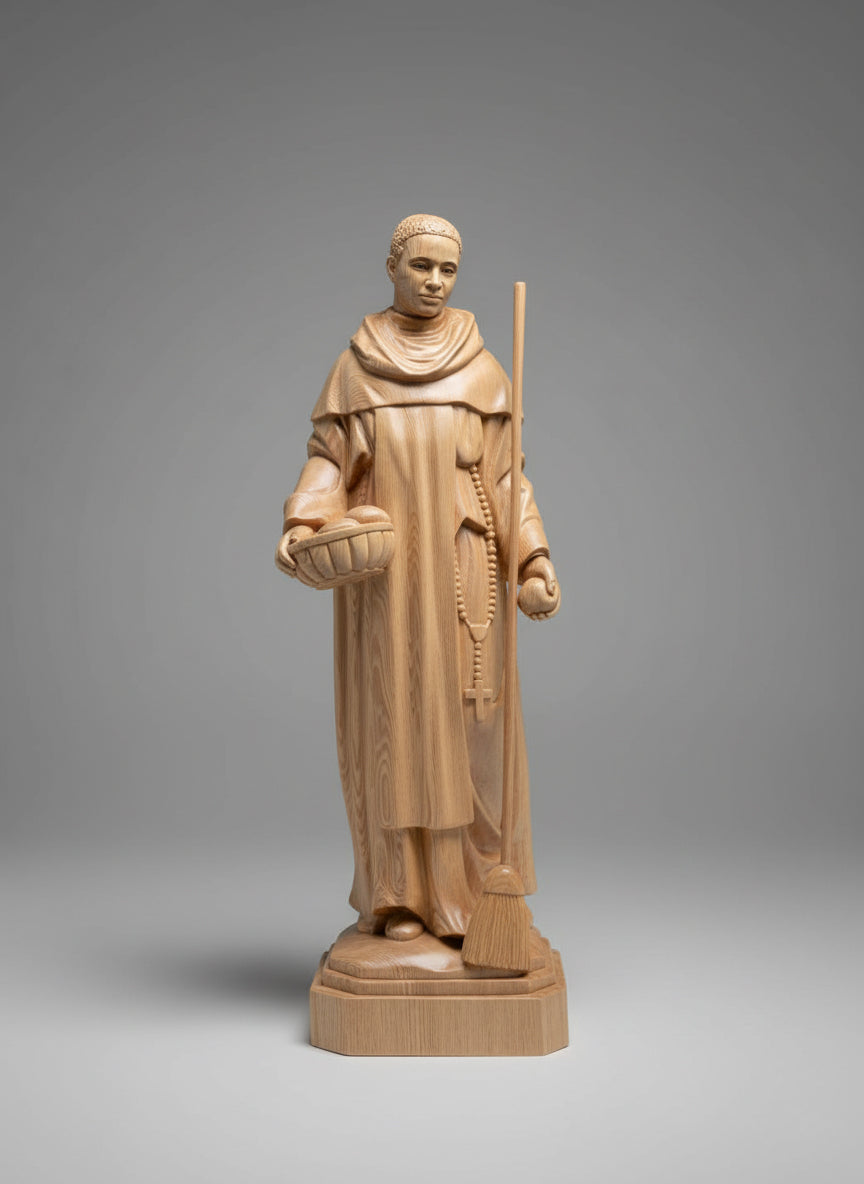 St. Martino de Porres Hand-Carved Catholic Icons Statue Catholic Saints Religious Home Decor Christian Handmade Furniture Unique Decor